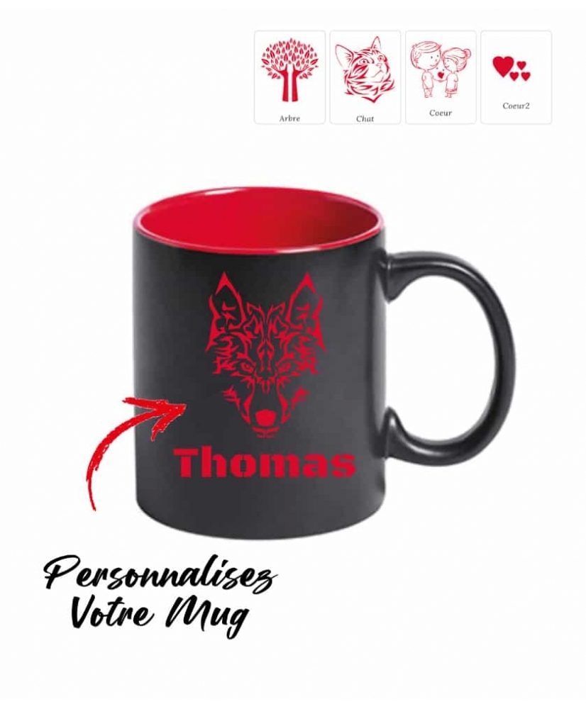 Mug Noir avec gravure Rouge