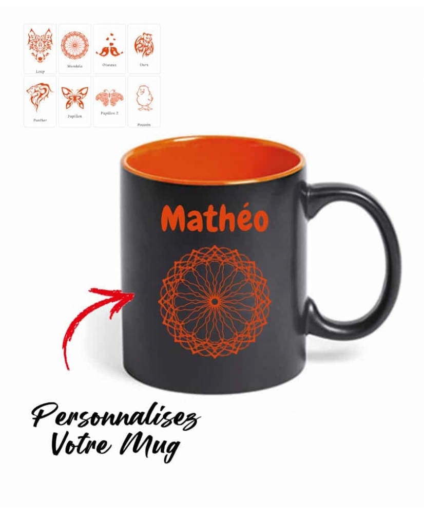 Mug Noir avec gravure Orange