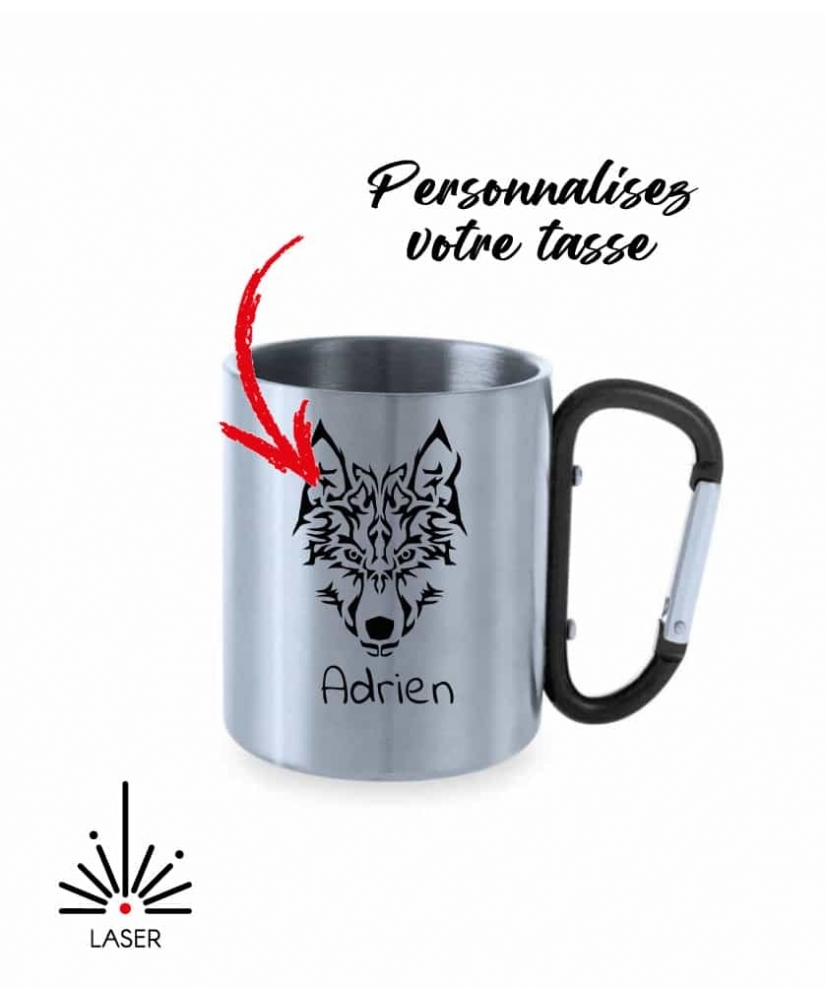 Tasse inox mousqueton Noir