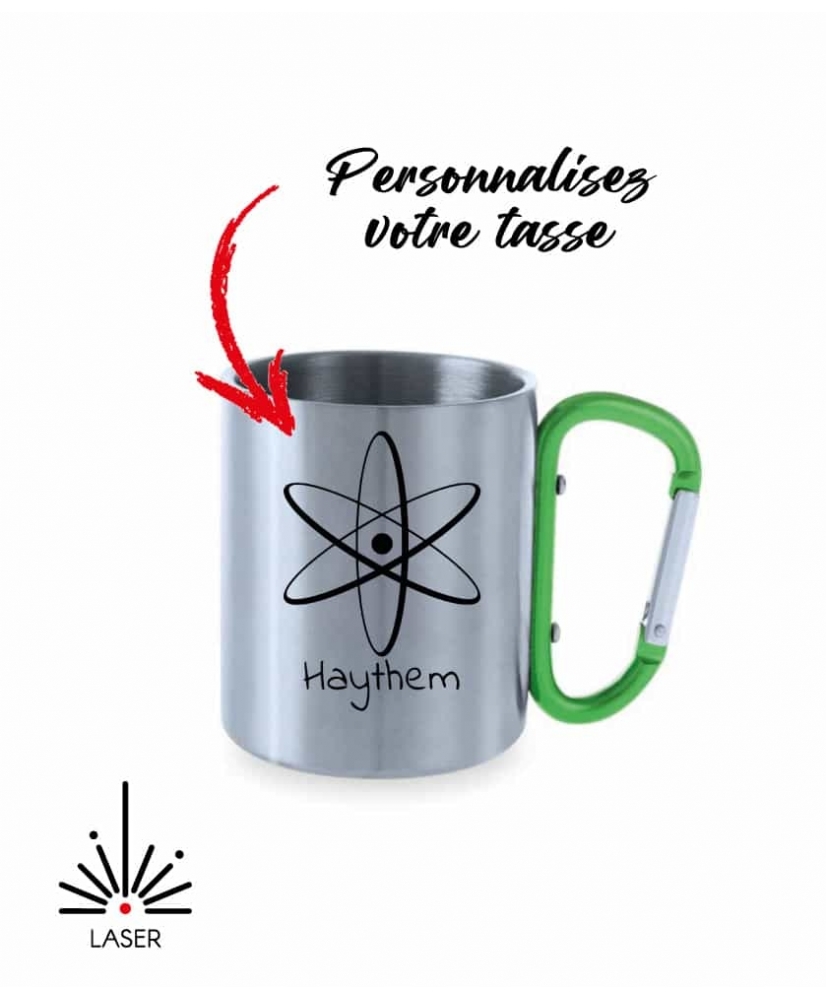 Tasse inox mousqueton Vert