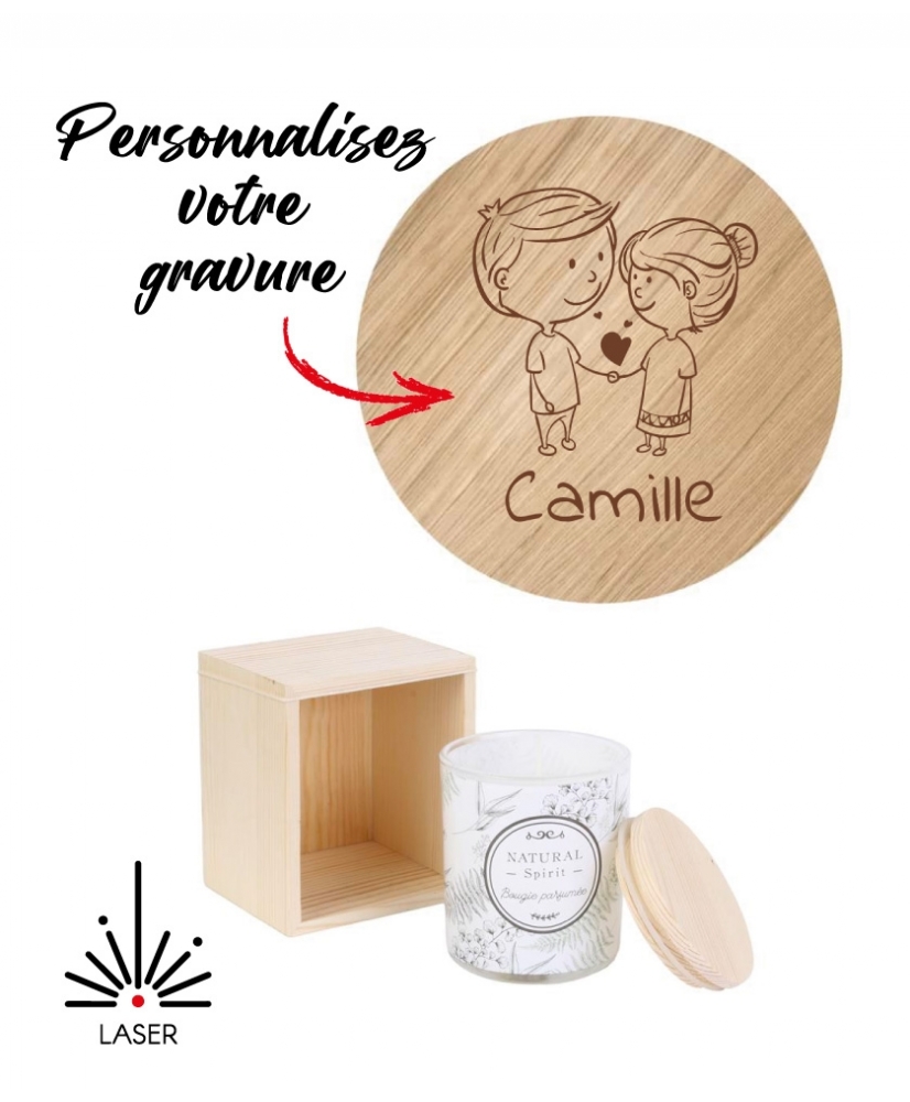 Bougie parfumée en coffret bois Nature