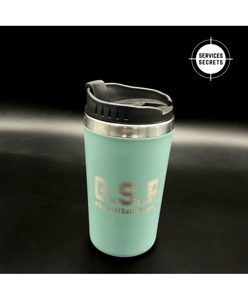 Verre Thermos Bleu Aluminium - Gravure Laser.