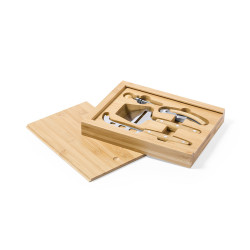 Set vin et fromages en bambou, 4 accessoires, personnalisable
