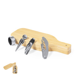 Coffret à vin en bambou, 4 accessoires