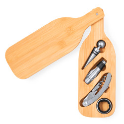 Coffret à vin en bambou, 4 accessoires