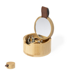 Boîte à bijoux en bambou avec miroir