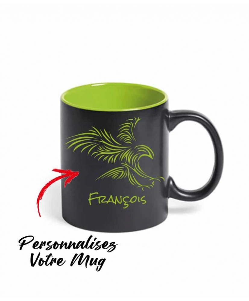 Mug Noir avec gravure Verte