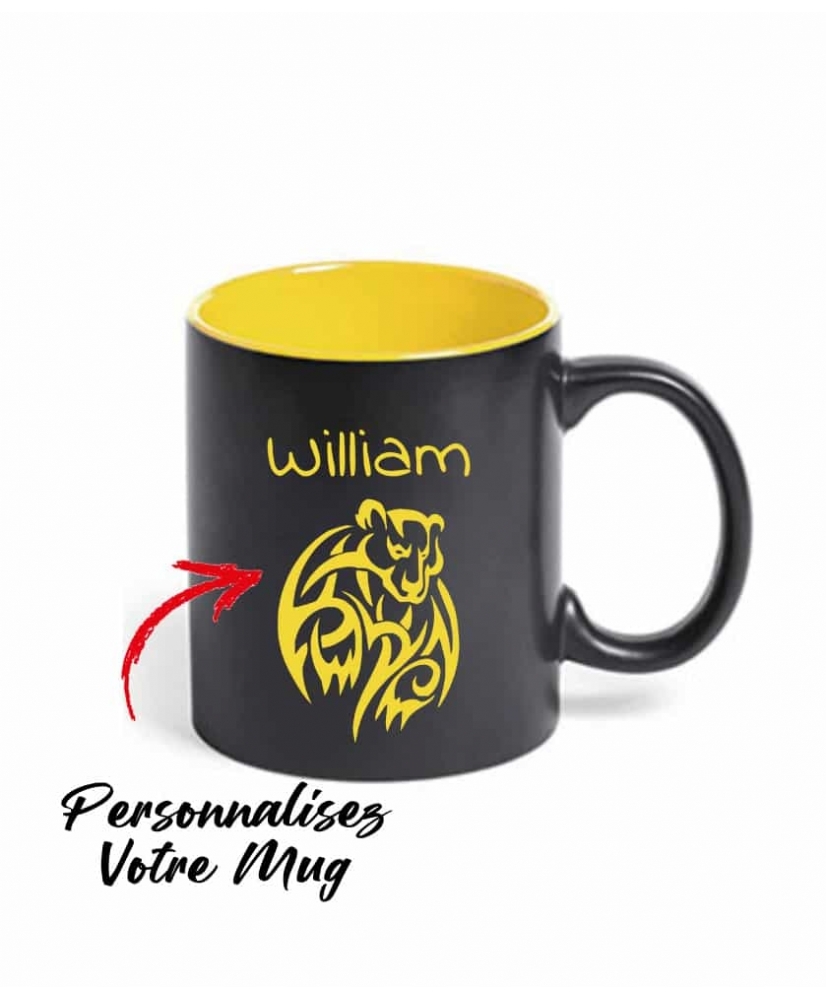 Mug Noir avec gravure Jaune