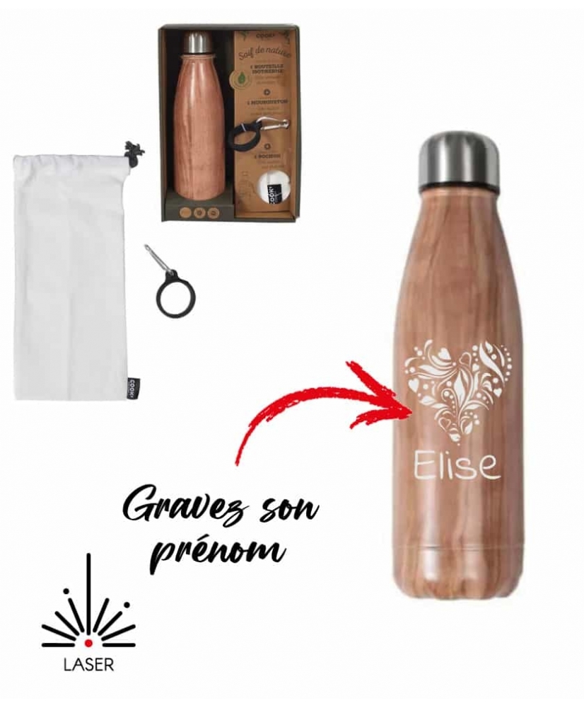 Coffret bouteille isotherme effet bois
