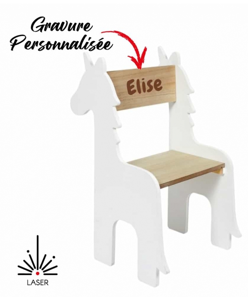 Chaise blanche pour enfant thème Licorne